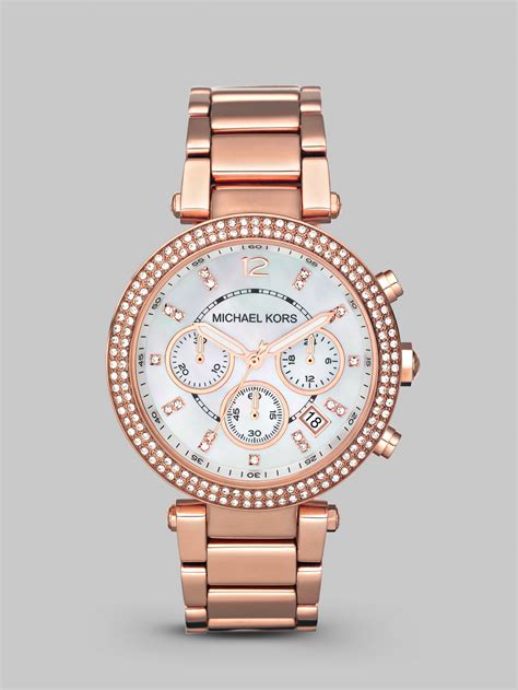 michael kors rose silver watch|Michael Kors parker chronograph watch.